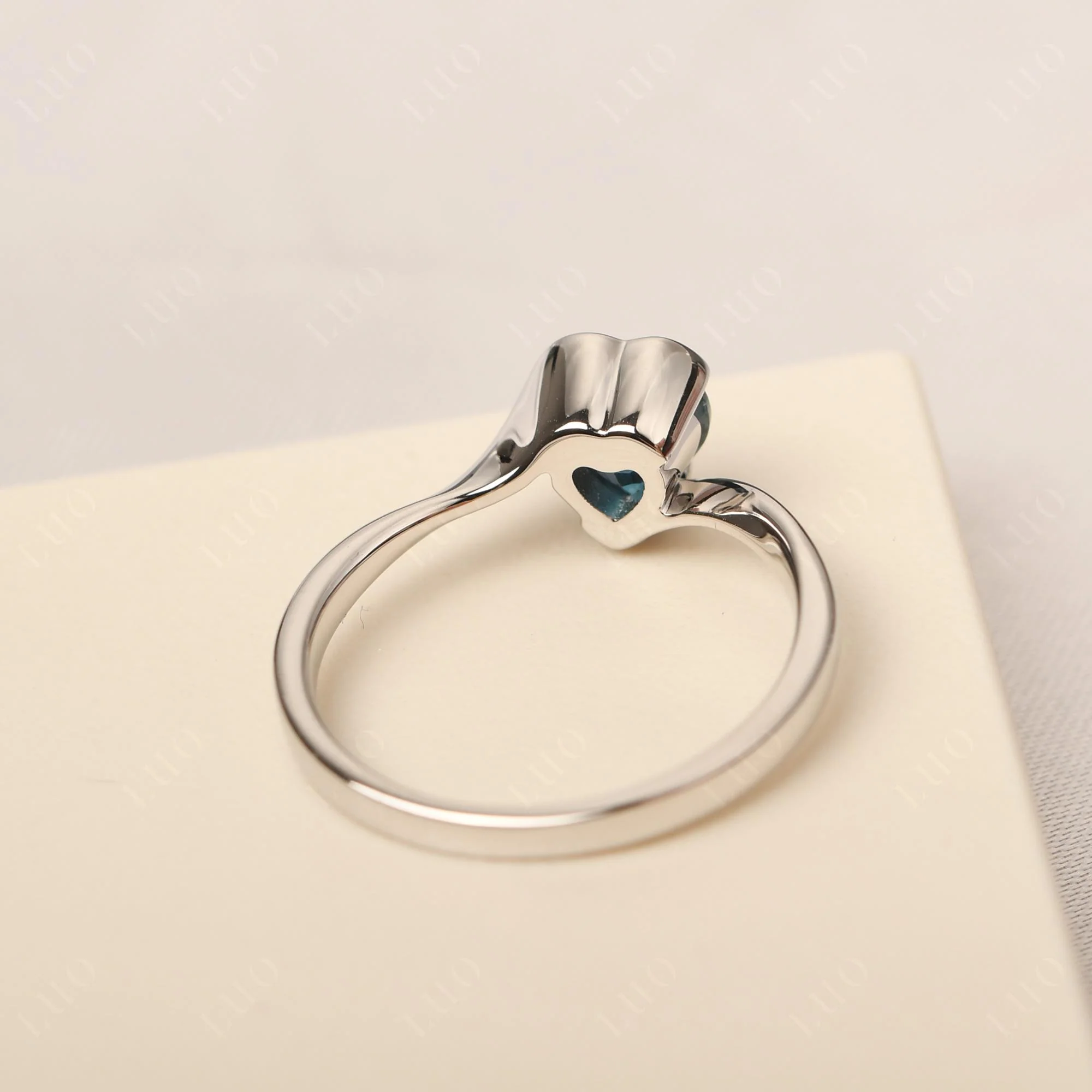London Blue Topaz Heart Shape Solitaire Ring - Image 12