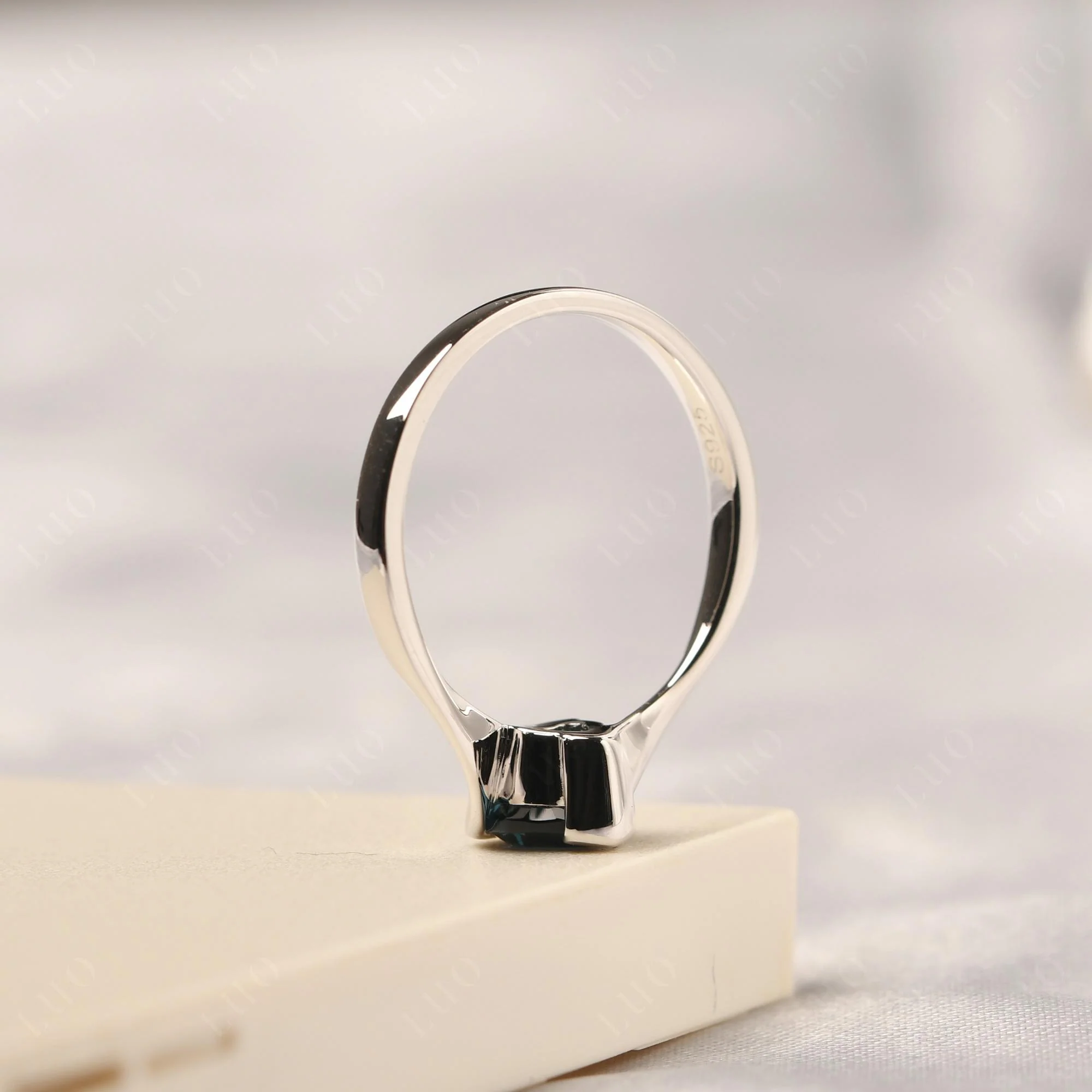London Blue Topaz Heart Shape Solitaire Ring - Image 13