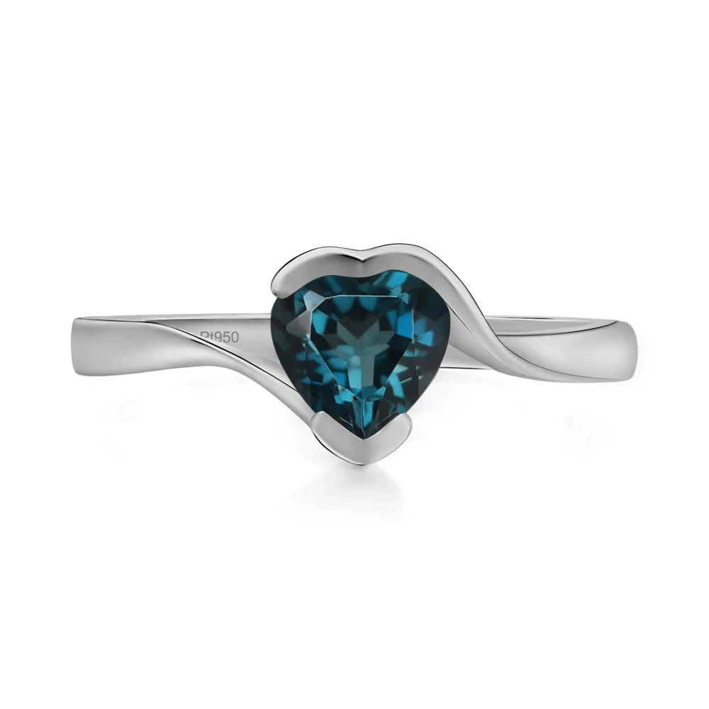 London Blue Topaz Heart Shape Solitaire Ring - Image 6