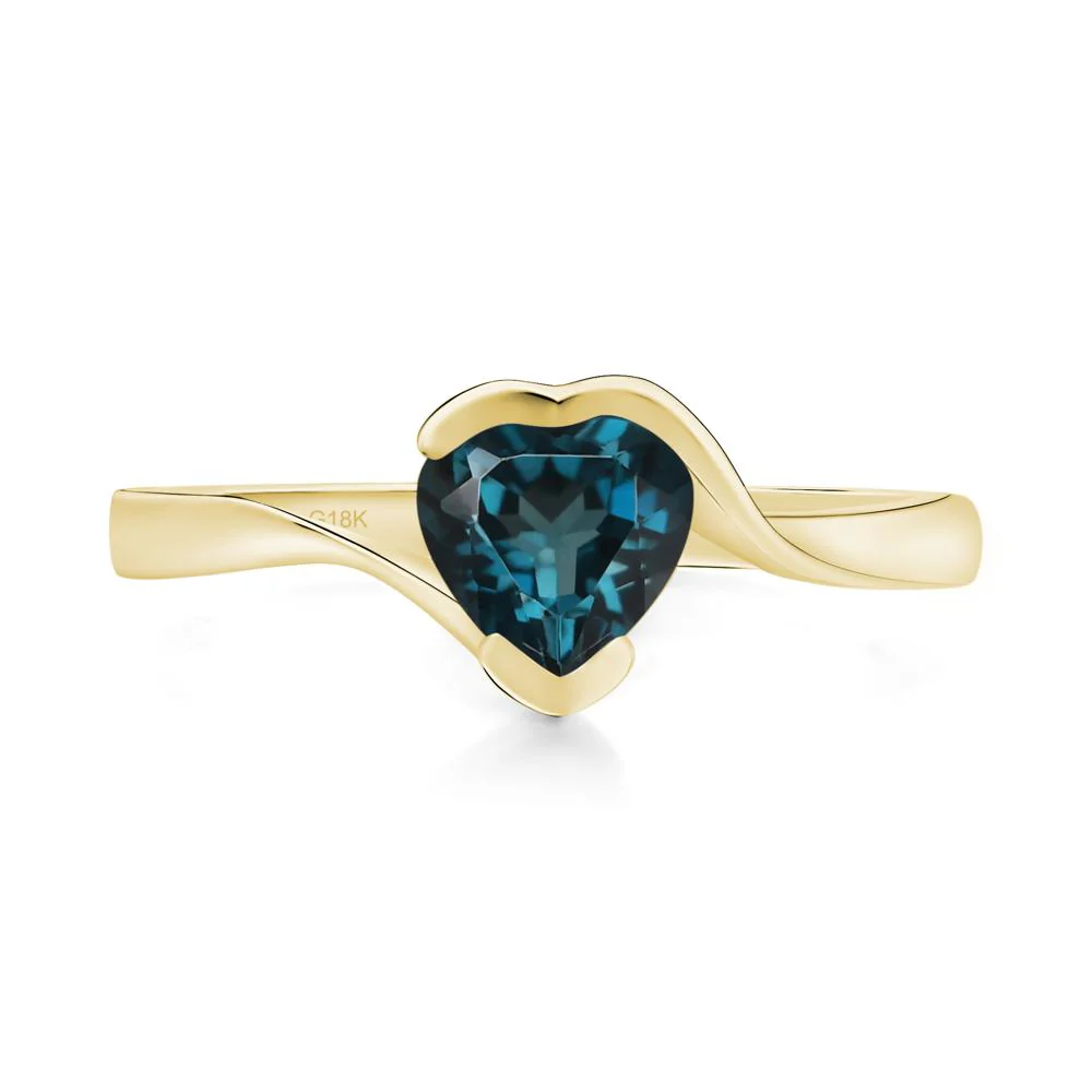 London Blue Topaz Heart Shape Solitaire Ring - Image 8