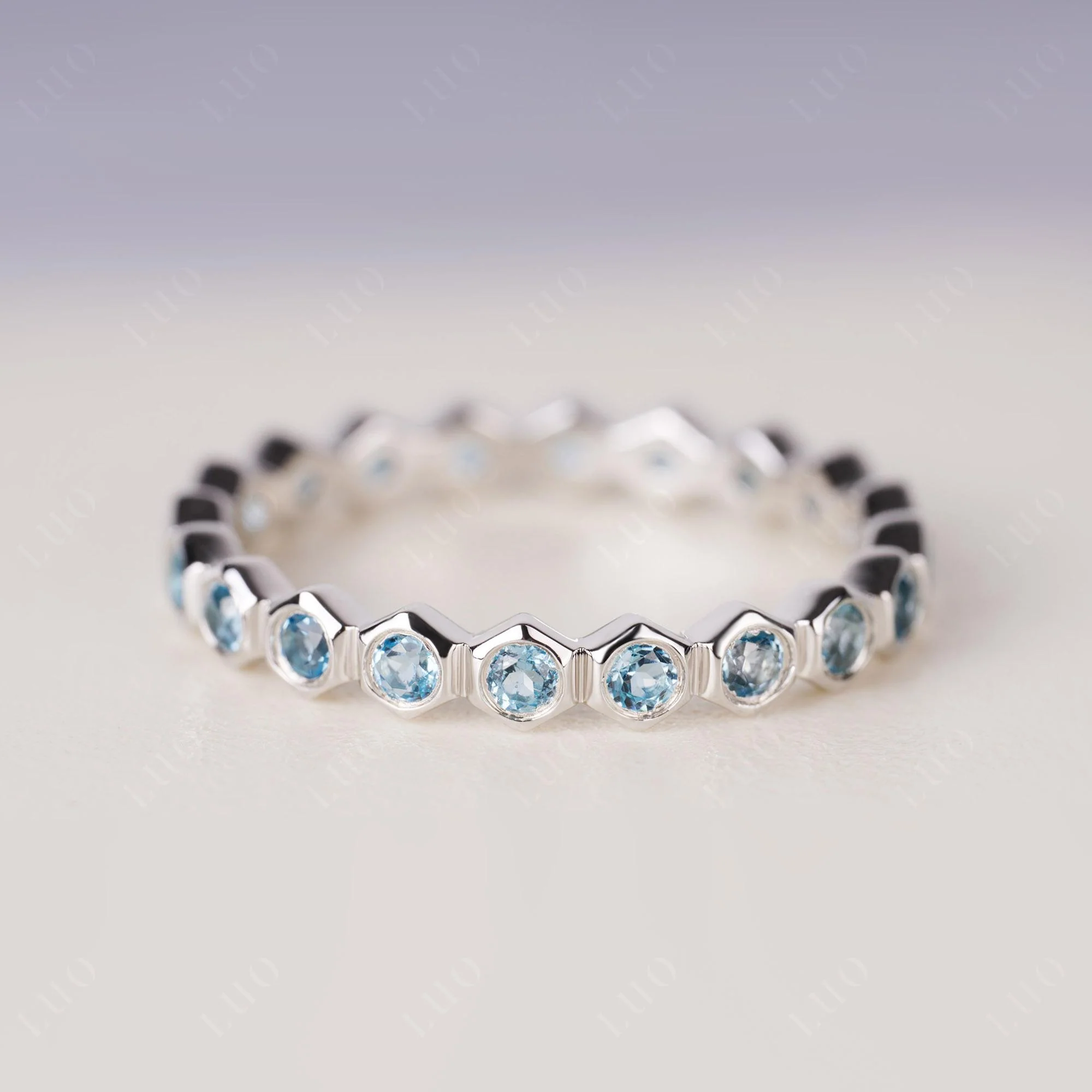 London Blue Topaz Honeycomb Ring