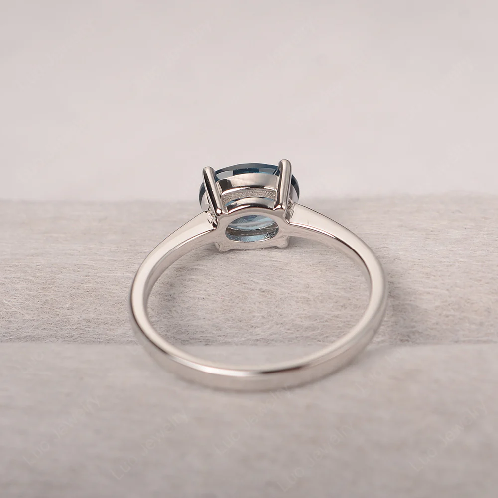 London Blue Topaz Oval Solitaire Engagement Ring - Image 3