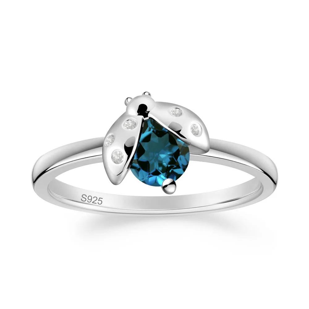 London Blue Topaz Ladybug Ring - Image 9