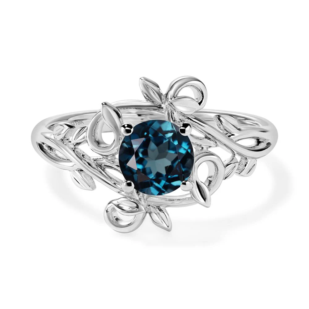 London Blue Topaz Leaf and Vine Engagement Ring - Image 7