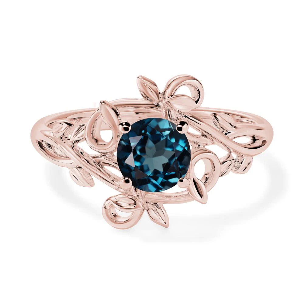 London Blue Topaz Leaf and Vine Engagement Ring - Image 9