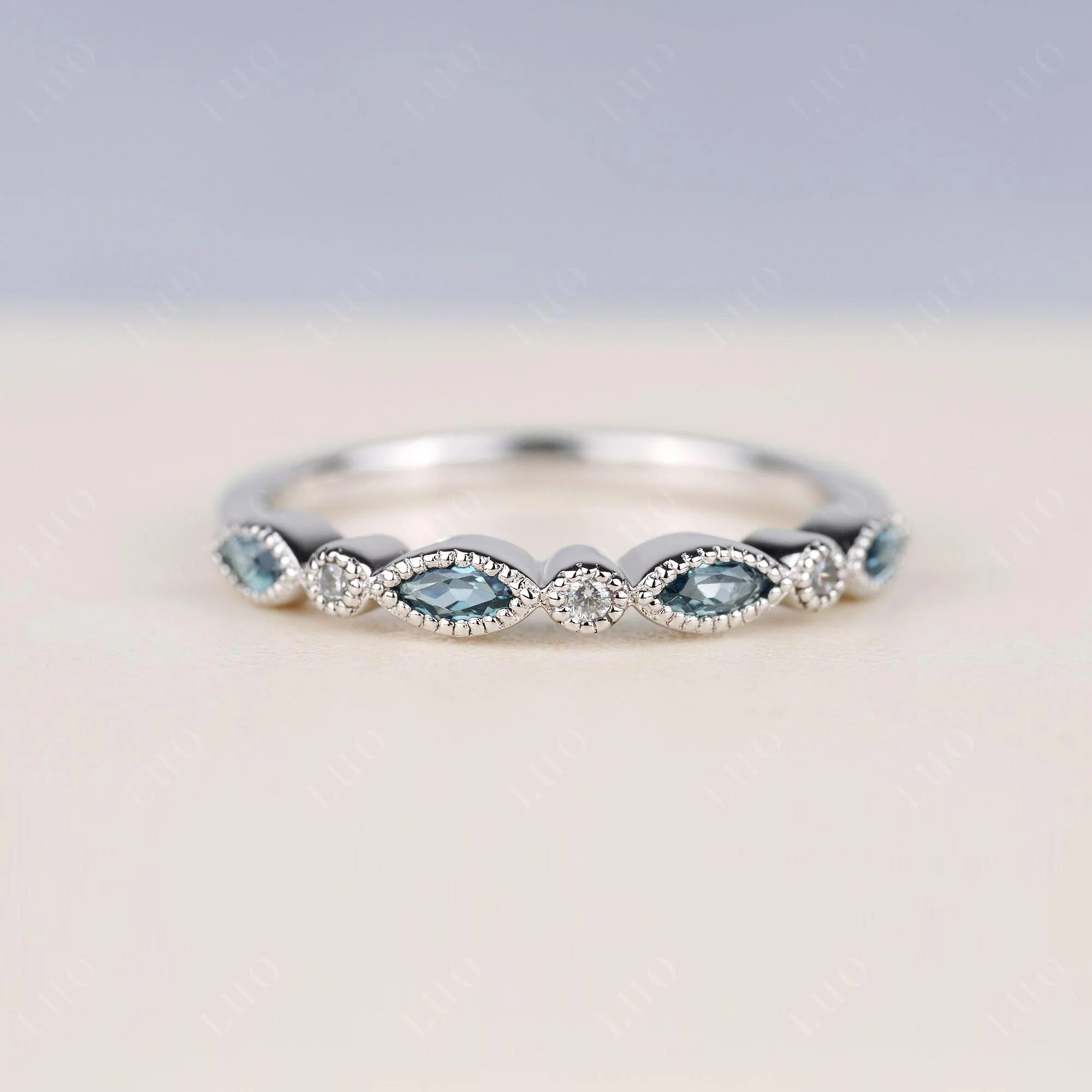 London Blue Topaz Milgrain Band Ring