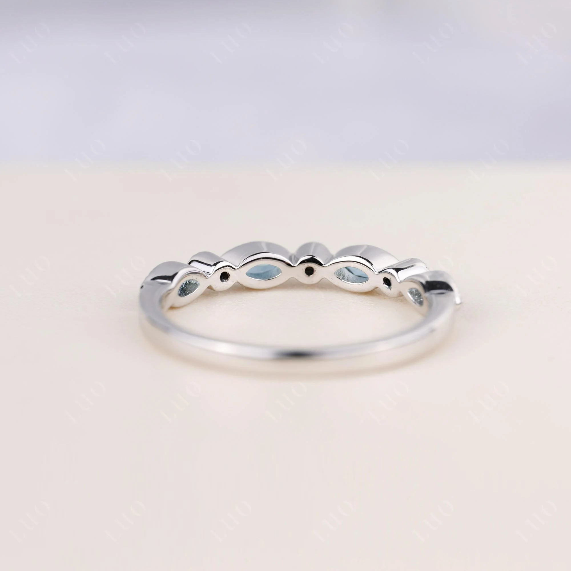 London Blue Topaz Milgrain Band Ring - Image 4