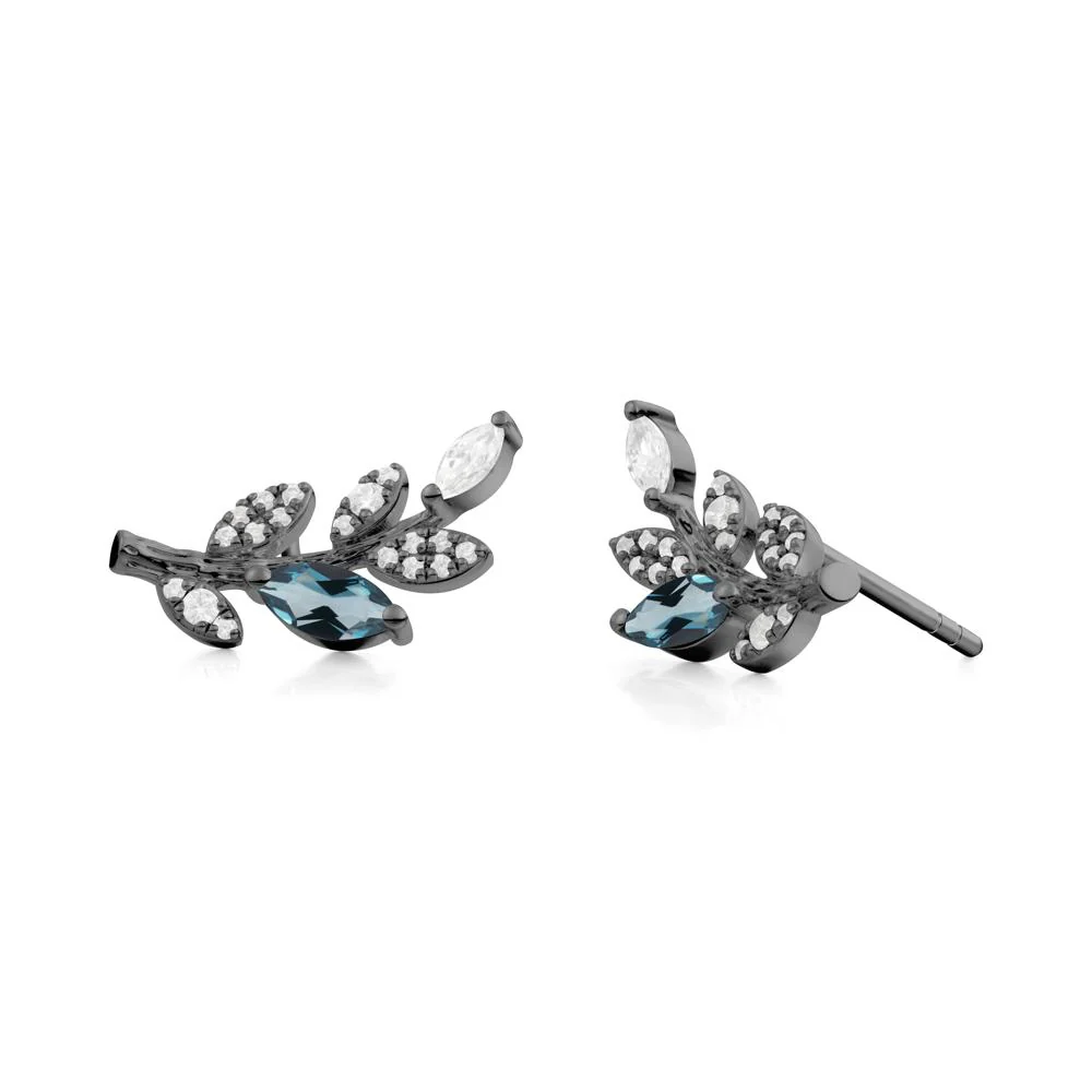 London Blue Topaz Olive Branch Stud Earrings - Image 8