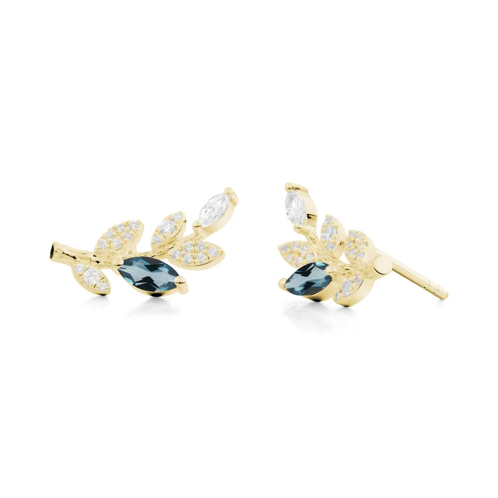 London Blue Topaz Olive Branch Stud Earrings - Image 9