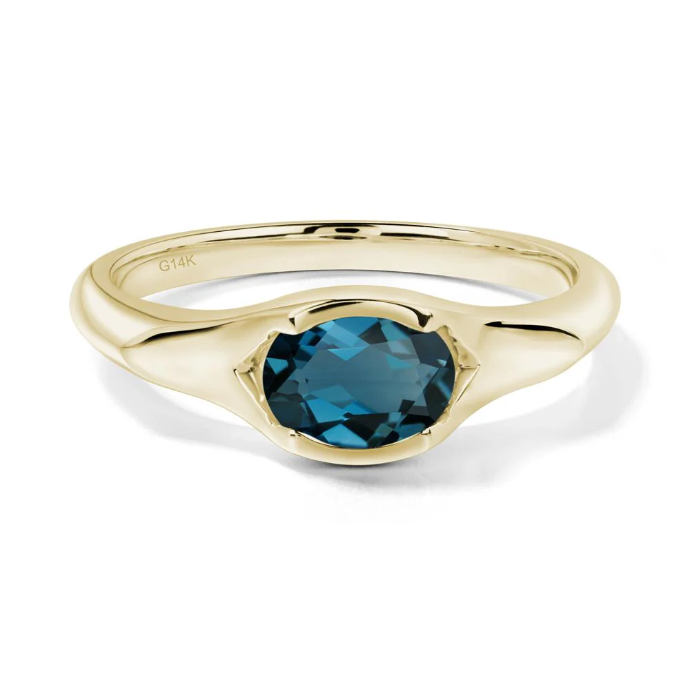 London Blue Topaz Oval Bezel Set Engagement Ring - Image 7
