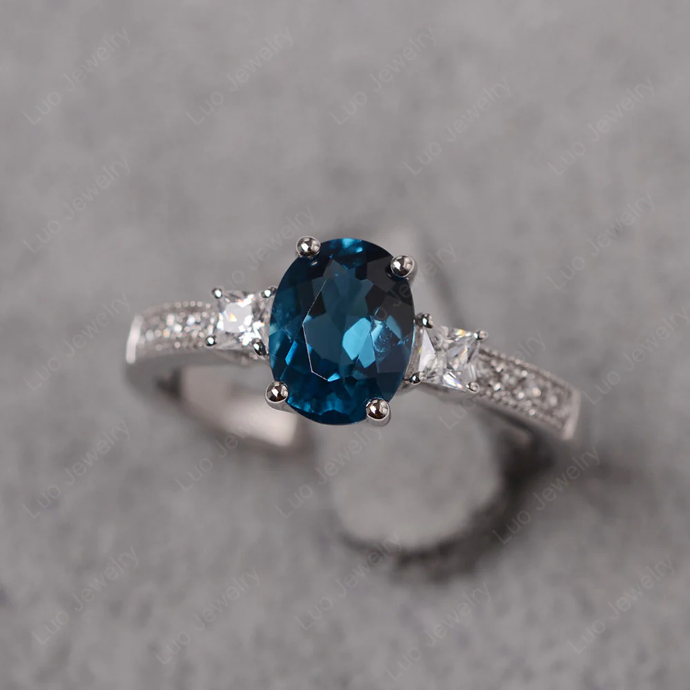 Oval London Blue Topaz Milgrain Statement Ring