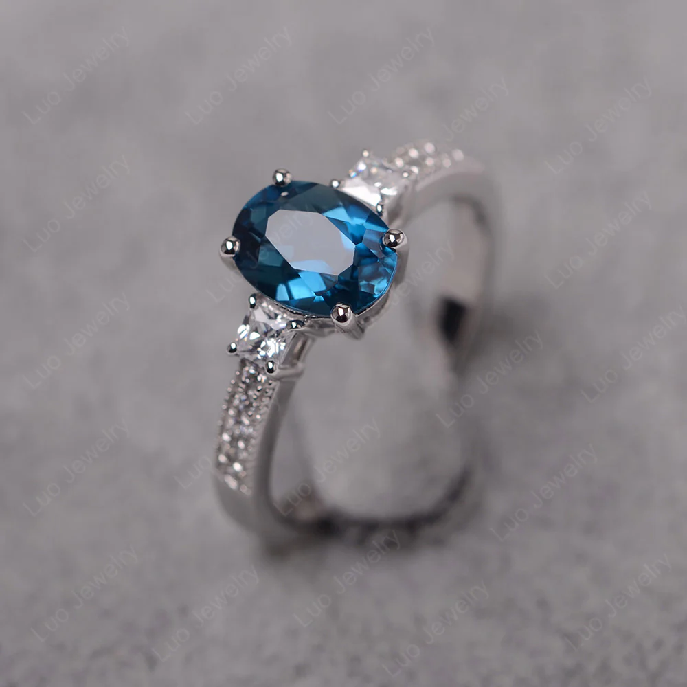 Oval London Blue Topaz Milgrain Statement Ring - Image 2