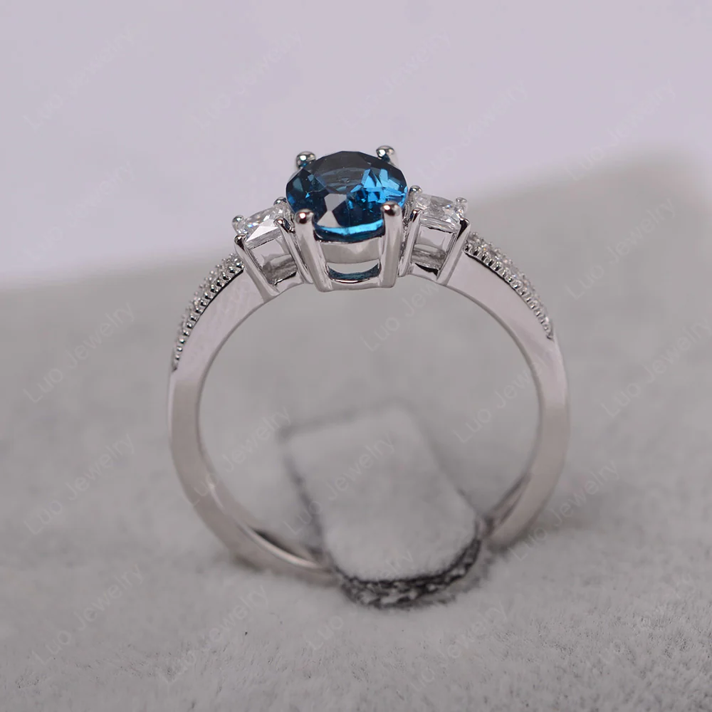 Oval London Blue Topaz Milgrain Statement Ring - Image 3