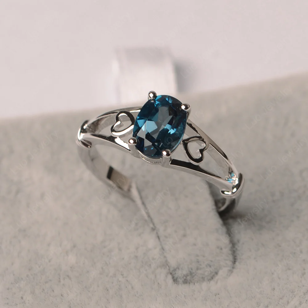 London Blue Topaz Oval Cut Solitaire Engagement Ring