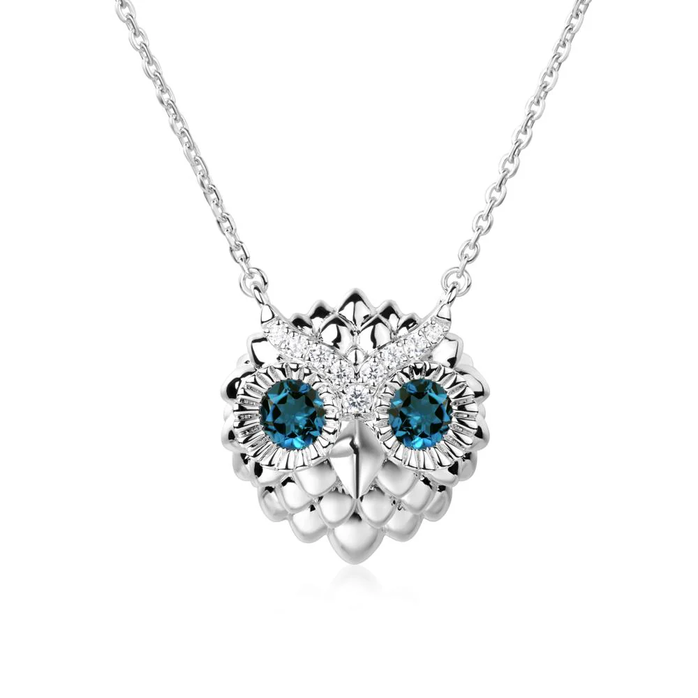 London Blue Topaz Owl Necklace - Image 5