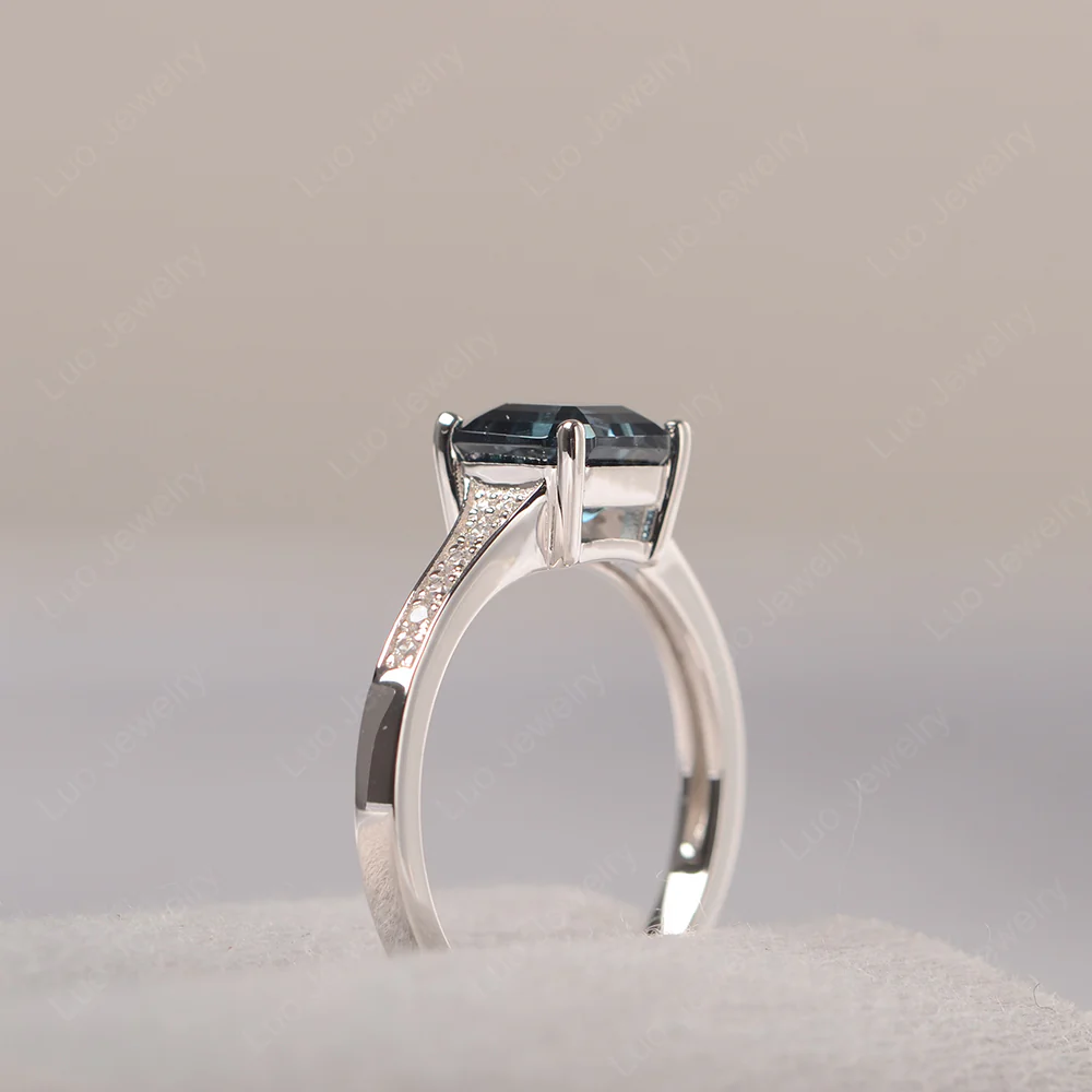 London Blue Topaz Asscher Cut Ring - Image 4