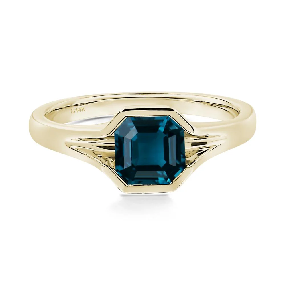 London Blue Topaz Bezel Solitaire Ring - Image 4