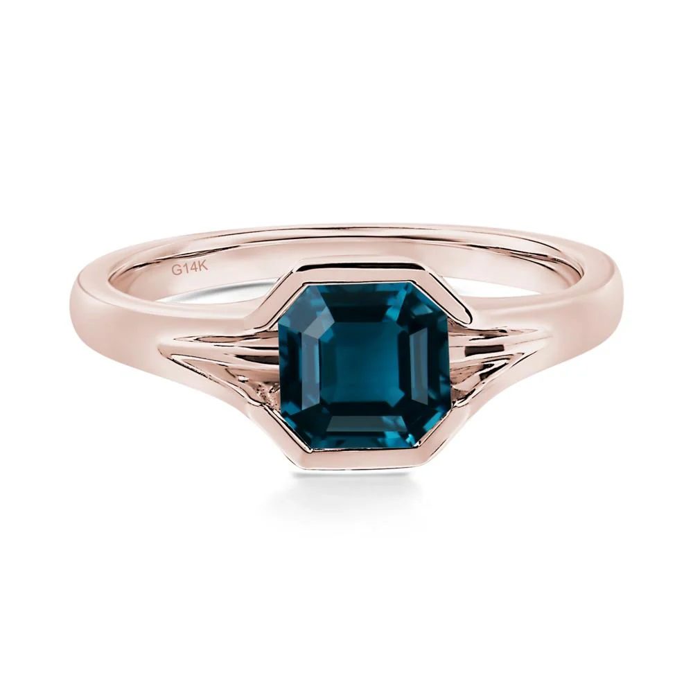 London Blue Topaz Bezel Solitaire Ring - Image 5