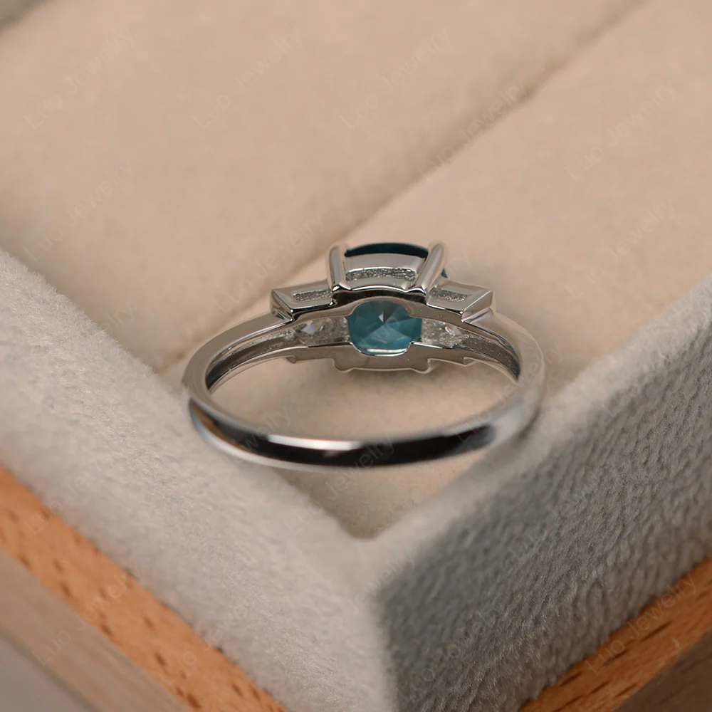 Cushion London Blue Topaz Trilogy Ring - Image 3