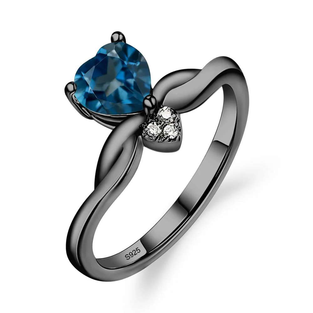 Dainty Twisted London Blue Topaz Engagement Ring