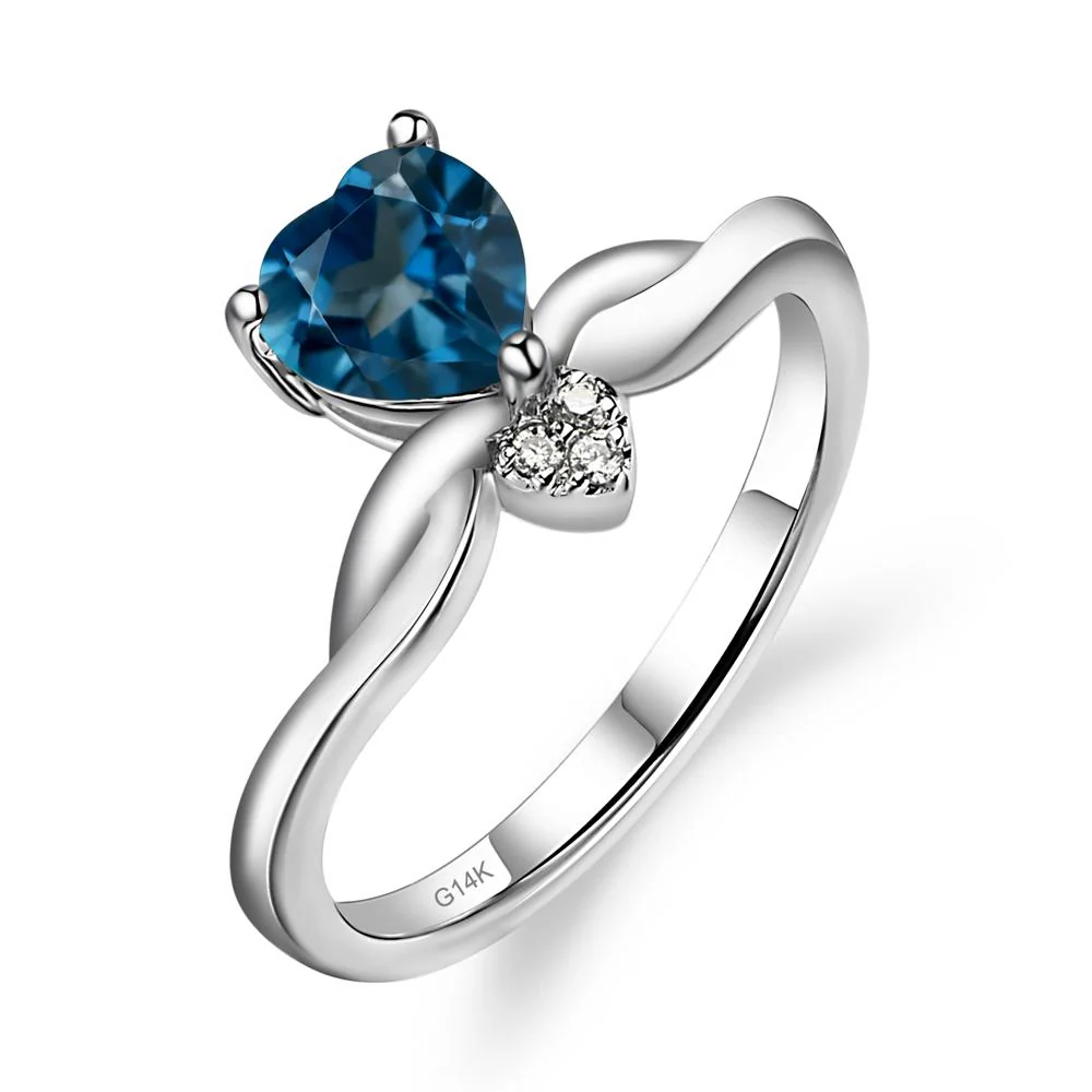 Dainty Twisted London Blue Topaz Engagement Ring - Image 3