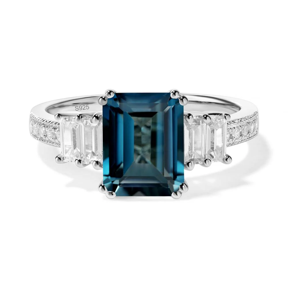 London Blue Topaz Double Prong Engagement Ring - Image 4