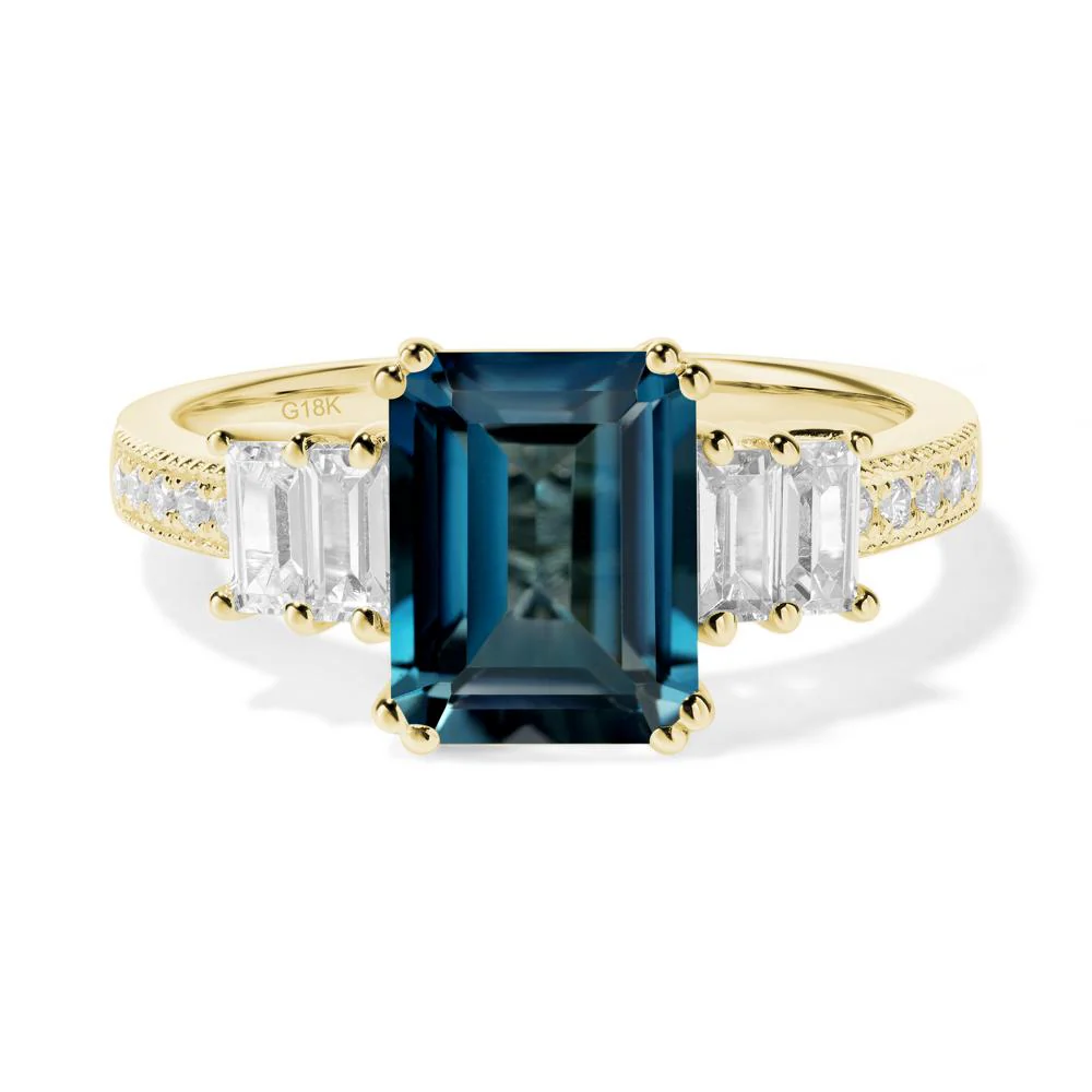 London Blue Topaz Double Prong Engagement Ring - Image 7