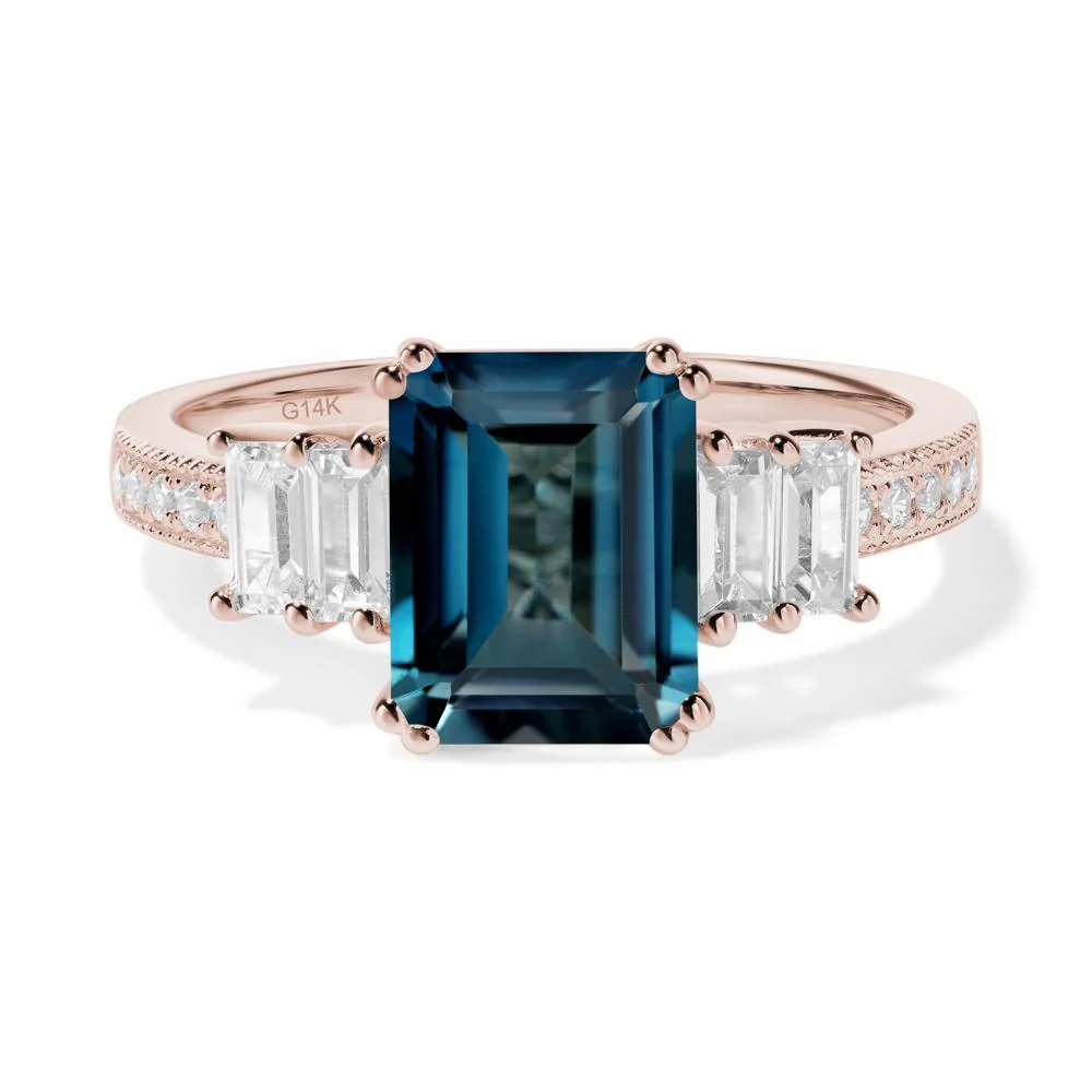 London Blue Topaz Double Prong Engagement Ring - Image 9