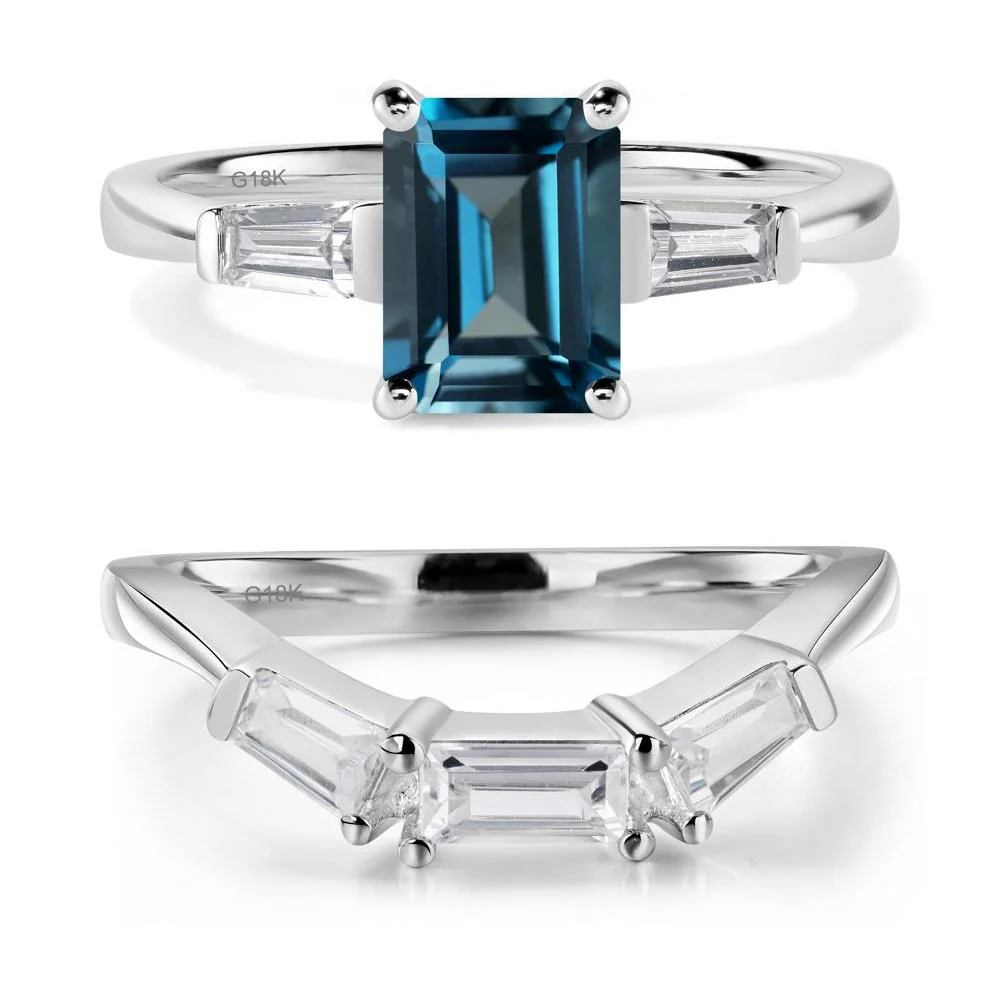 London Blue Topaz Emerald Cut Baguette Ring - Image 19