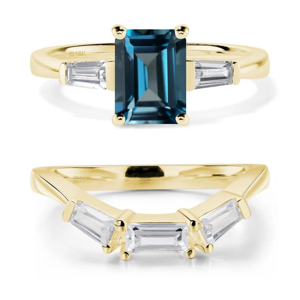 London Blue Topaz Emerald Cut Baguette Ring - Image 21