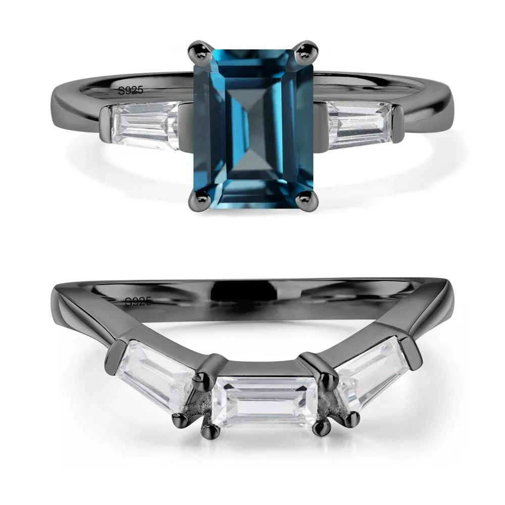 London Blue Topaz Emerald Cut Baguette Ring - Image 23