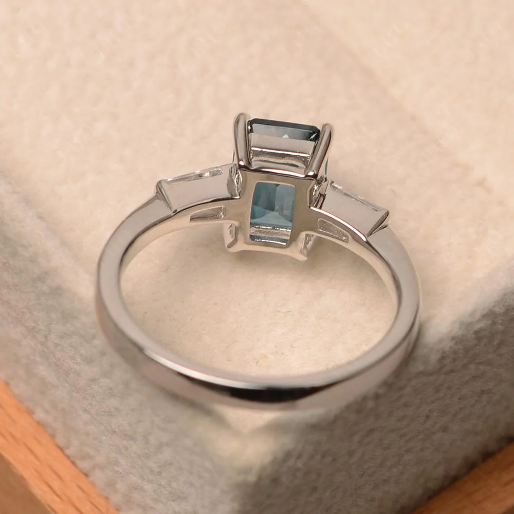 London Blue Topaz Emerald Cut Baguette Ring - Image 31