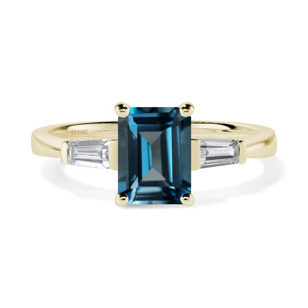 London Blue Topaz Emerald Cut Baguette Ring - Image 4