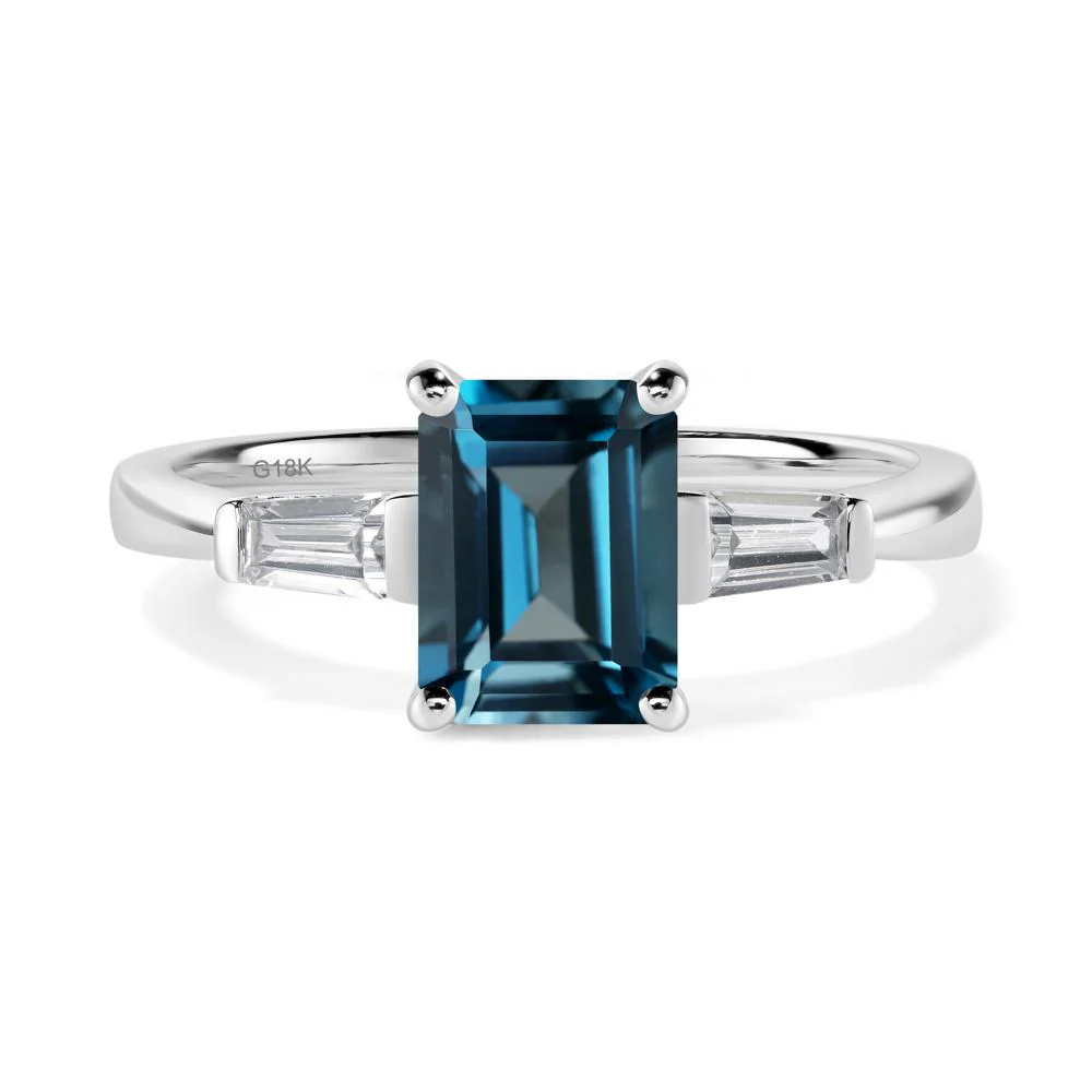 London Blue Topaz Emerald Cut Baguette Ring - Image 6