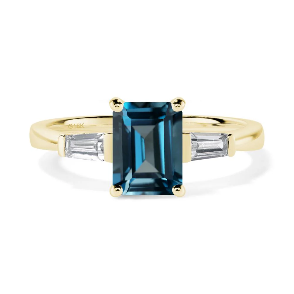 London Blue Topaz Emerald Cut Baguette Ring - Image 7