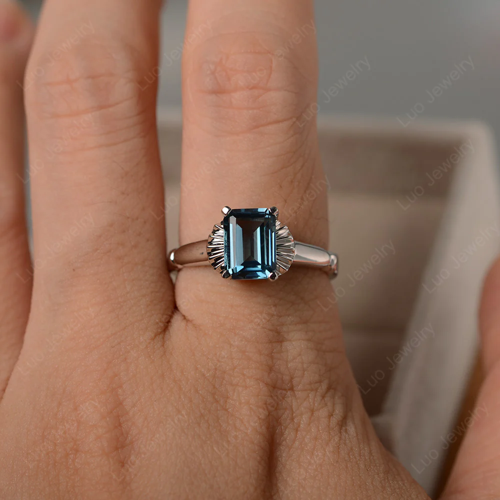 Vintage Style London Blue Topaz Solitaire Ring - Image 4