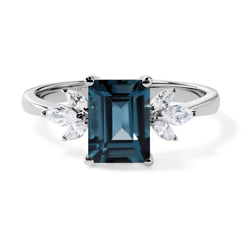 Sunburst Emerald Cut London Blue Topaz Ring - Image 3
