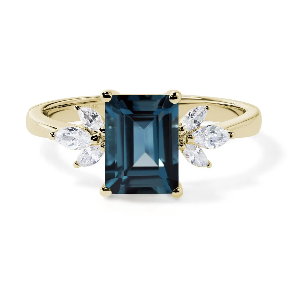 Sunburst Emerald Cut London Blue Topaz Ring - Image 4