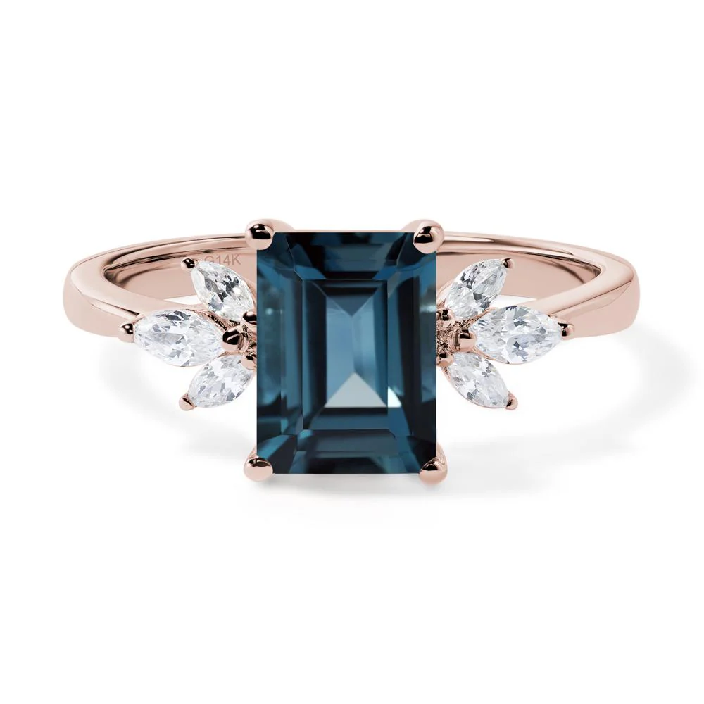 Sunburst Emerald Cut London Blue Topaz Ring - Image 5