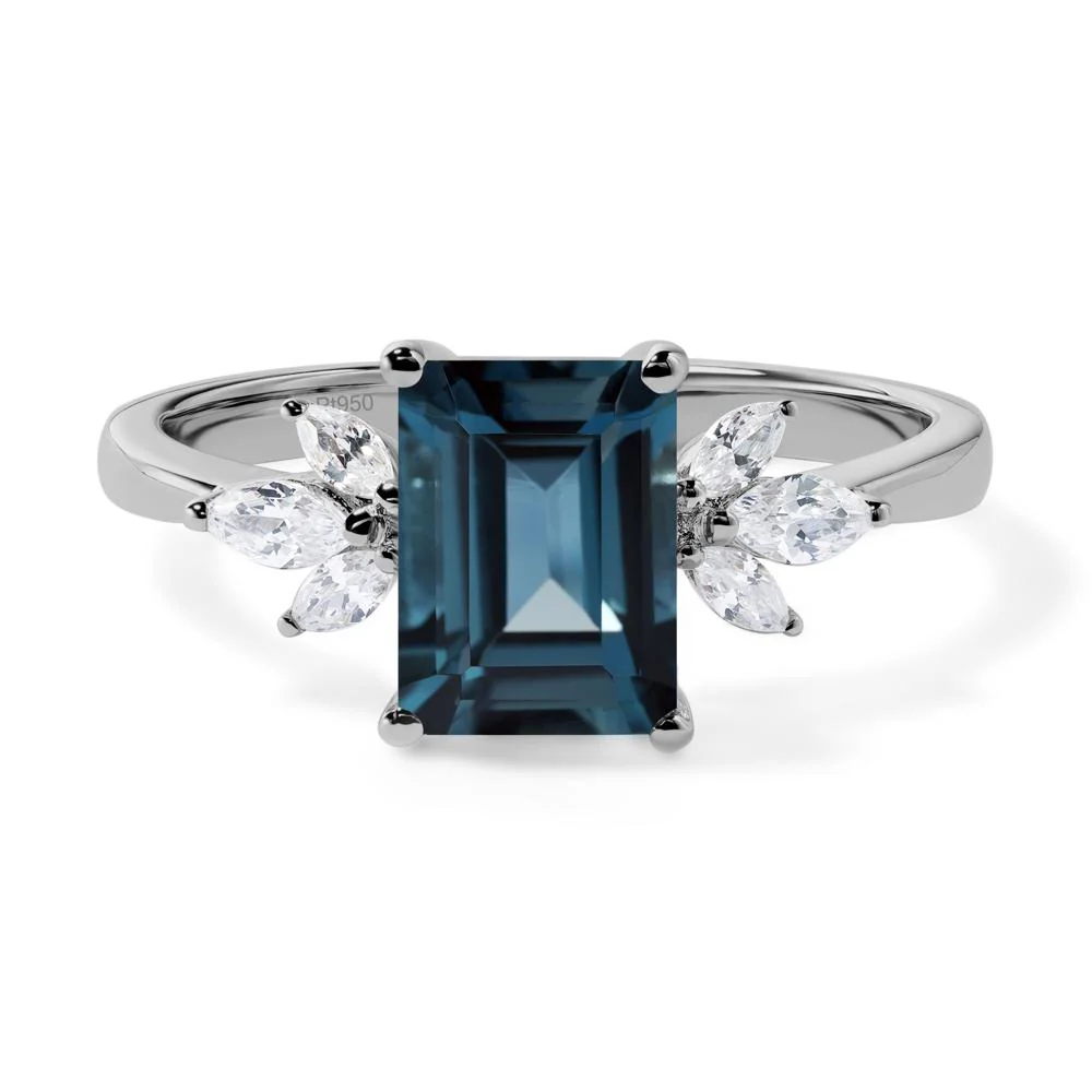 Sunburst Emerald Cut London Blue Topaz Ring - Image 6