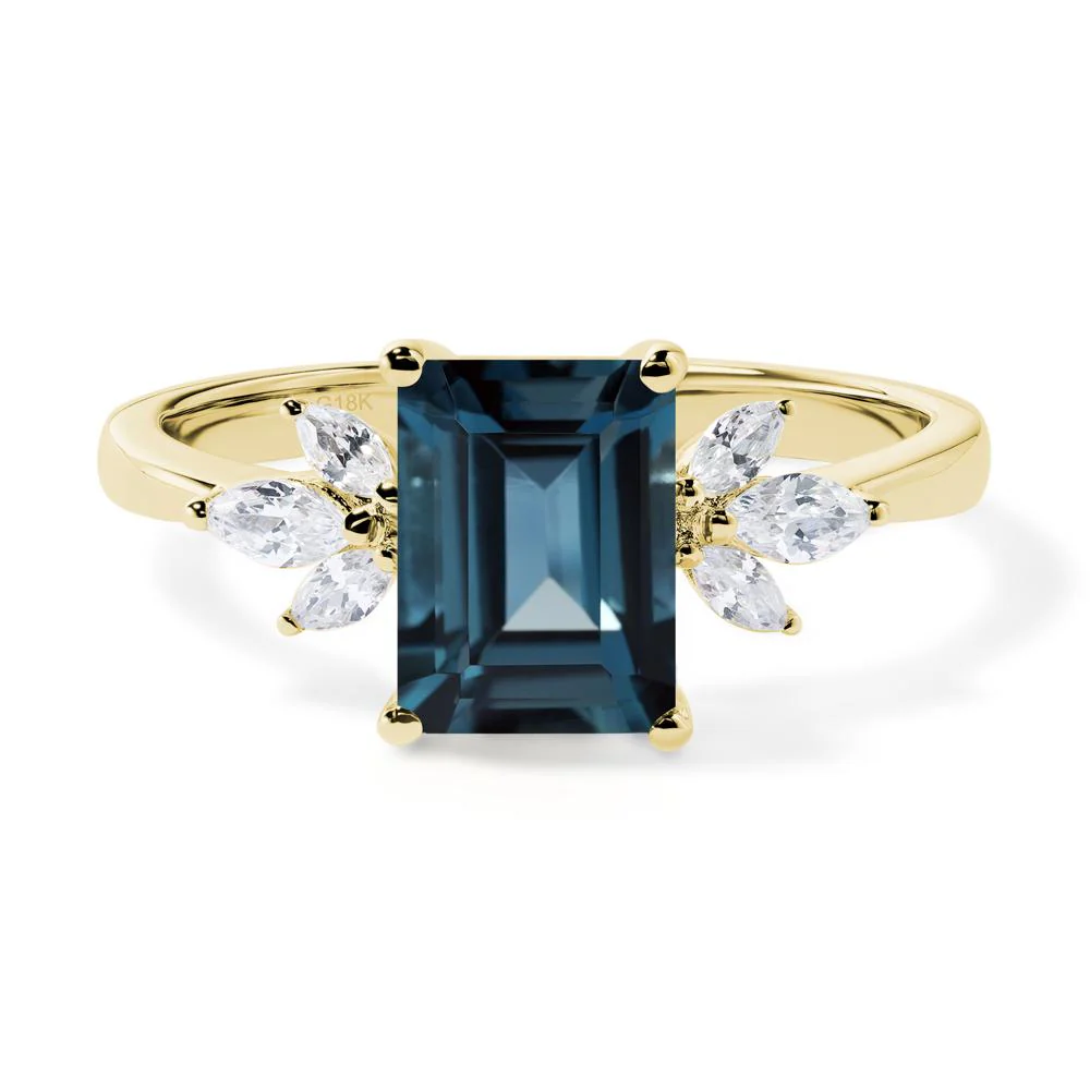 Sunburst Emerald Cut London Blue Topaz Ring - Image 8