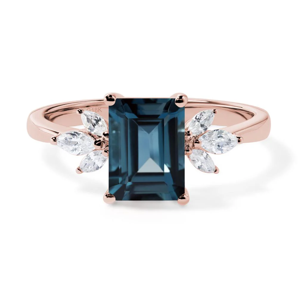 Sunburst Emerald Cut London Blue Topaz Ring - Image 9