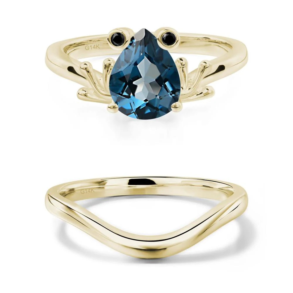 London Blue Topaz Frog Engagement Ring - Image 15