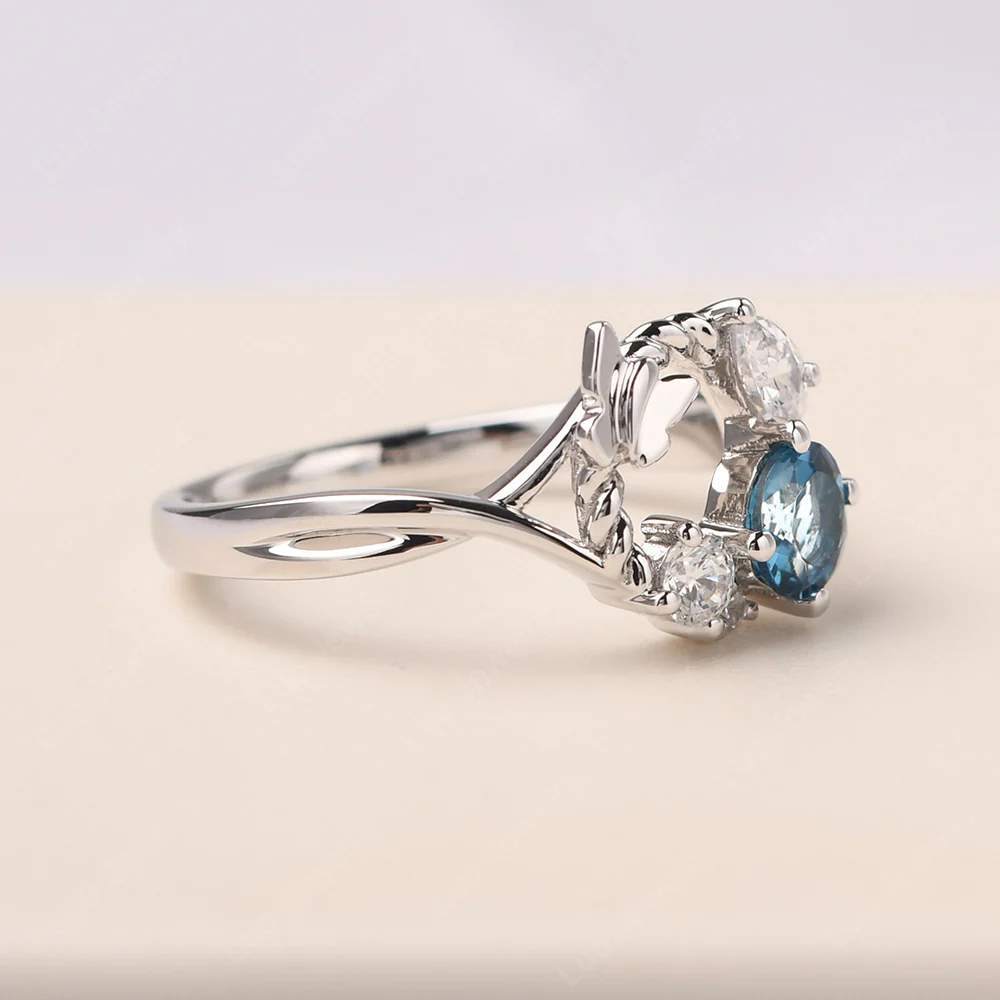 Vine and Butterfly Ring with London Blue Topaz - Image 2
