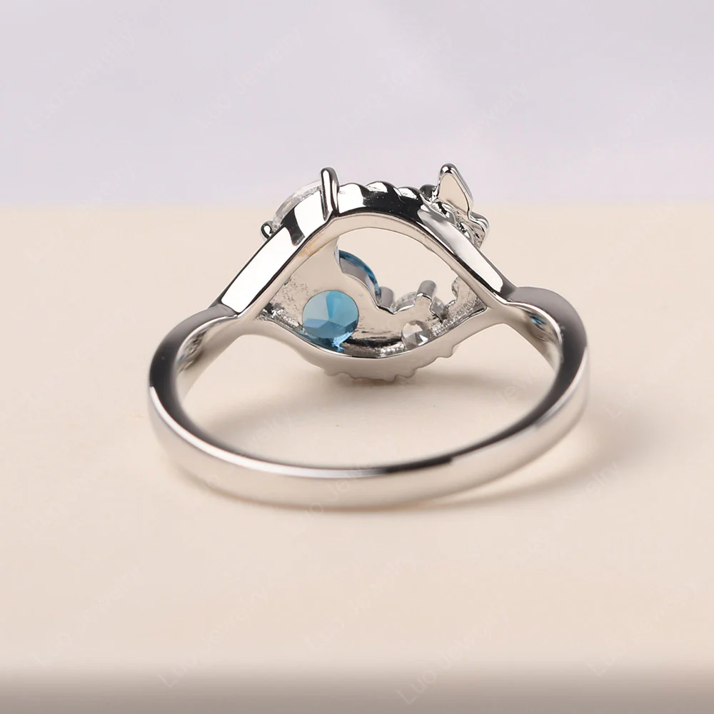 Vine and Butterfly Ring with London Blue Topaz - Image 3