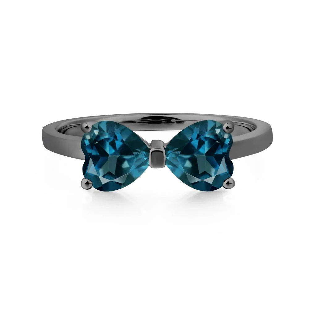 London Blue Topaz Two Stone Heart Ring - Image 3