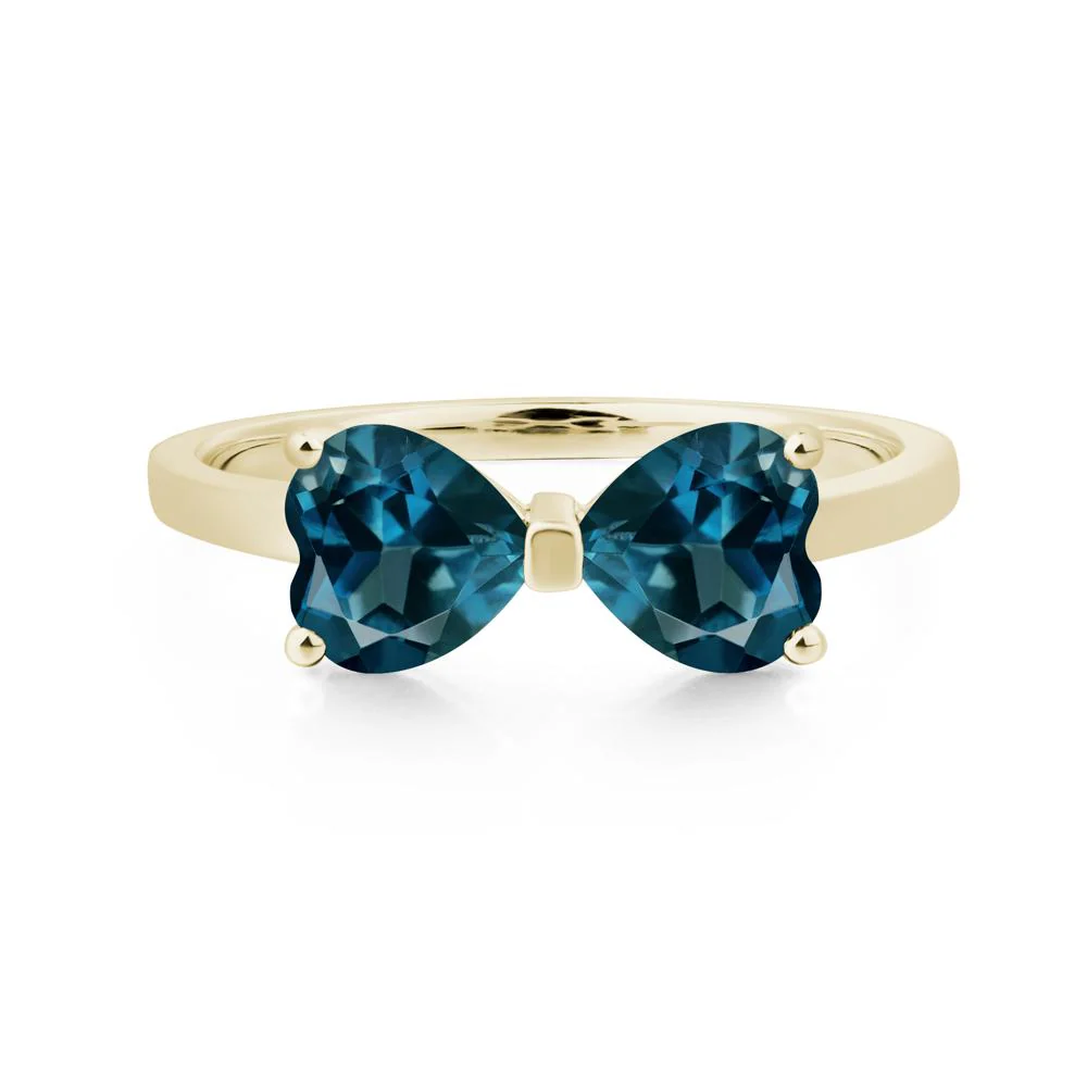 London Blue Topaz Two Stone Heart Ring - Image 5
