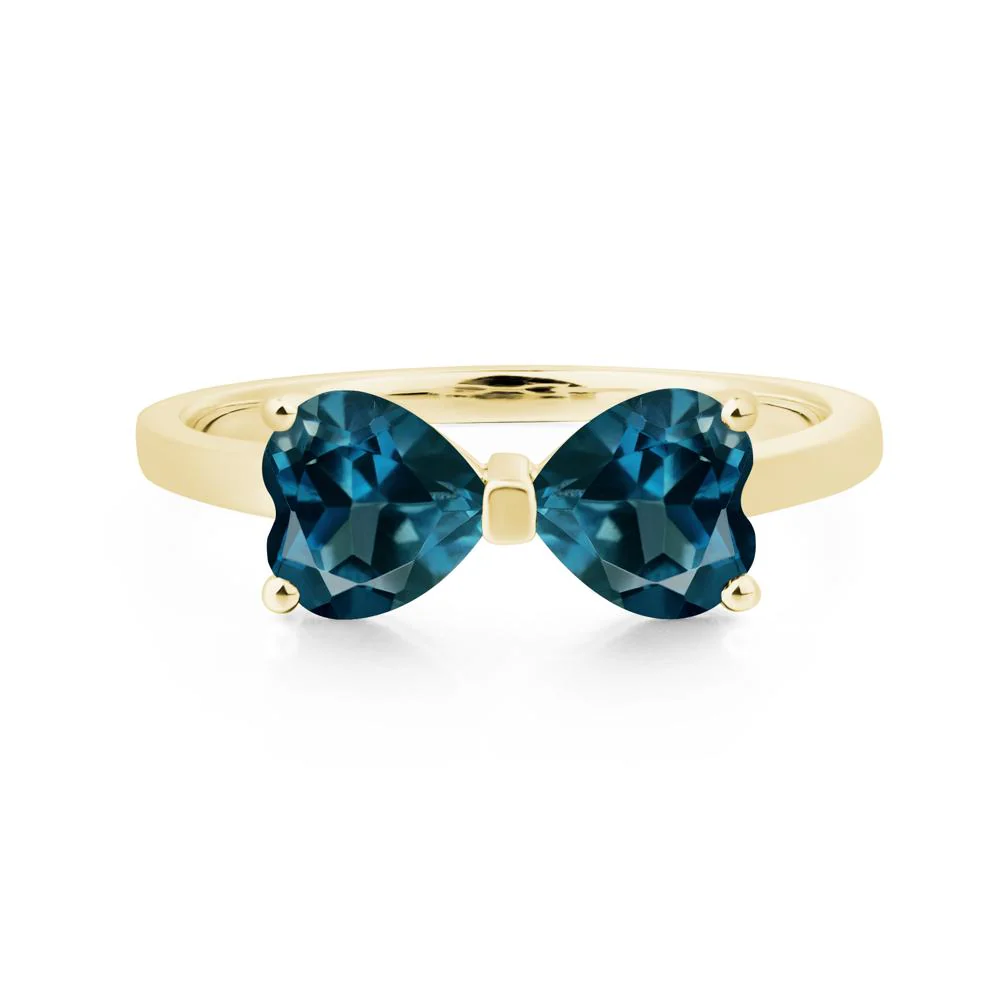 London Blue Topaz Two Stone Heart Ring - Image 8