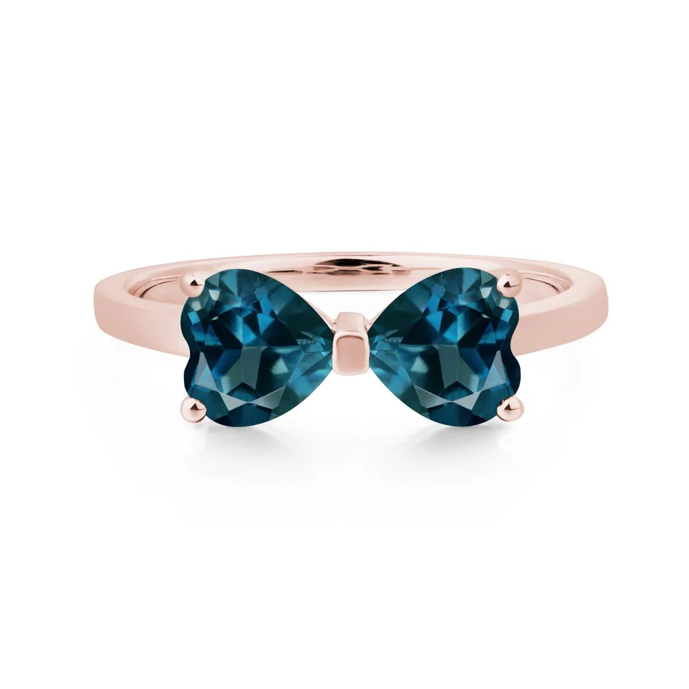 London Blue Topaz Two Stone Heart Ring - Image 9