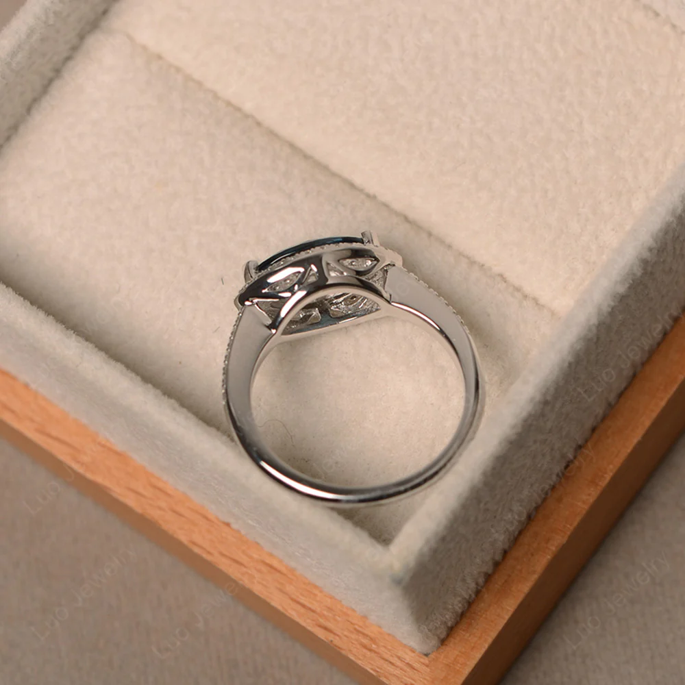 London Blue Topaz Marquise Halo Engagement Ring - Image 3
